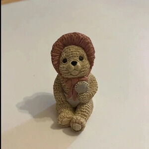 Stone Critter Littles Teddy Baby Girl Statue Figurine SCL-048 Made In USA VTG